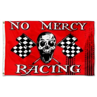 No Mercy Racing Pirate Skull & Checkered flag 3x5ft banner man cave