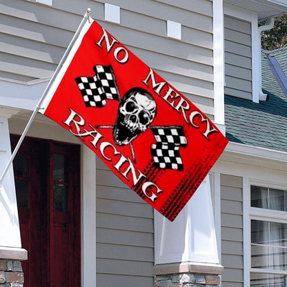 No Mercy Racing Pirate Skull & Checkered flag 3x5ft banner man cave