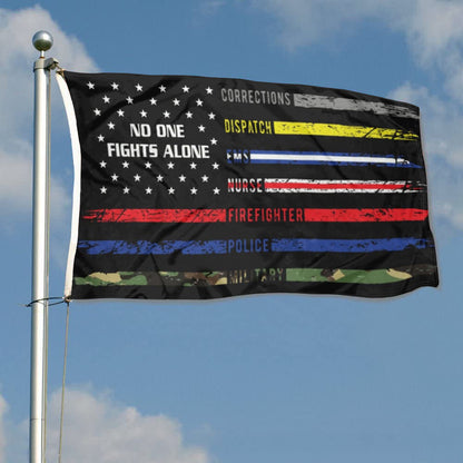"No One Fights Alone" American First Responders Hero flag (Nurse/EMS/Police/Fire/Military) 3x5ft banner man cave