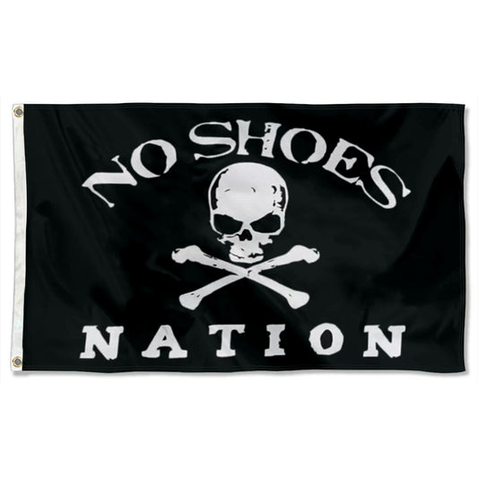 "No Shoes Nation" Skull flag 3x5ft banner man cave