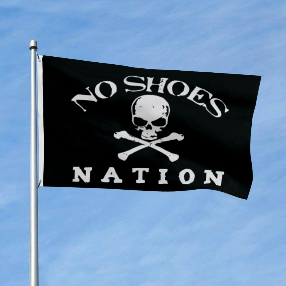 "No Shoes Nation" Skull flag 3x5ft banner man cave