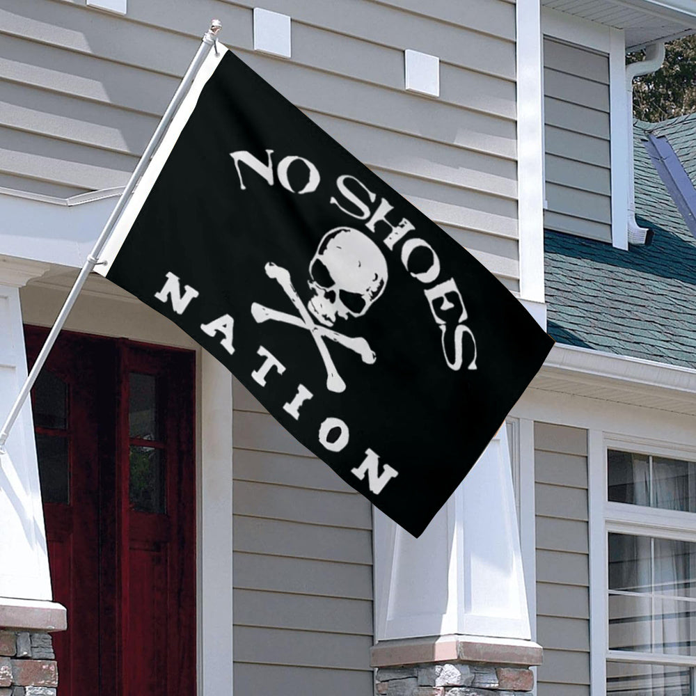 "No Shoes Nation" Skull flag 3x5ft banner man cave