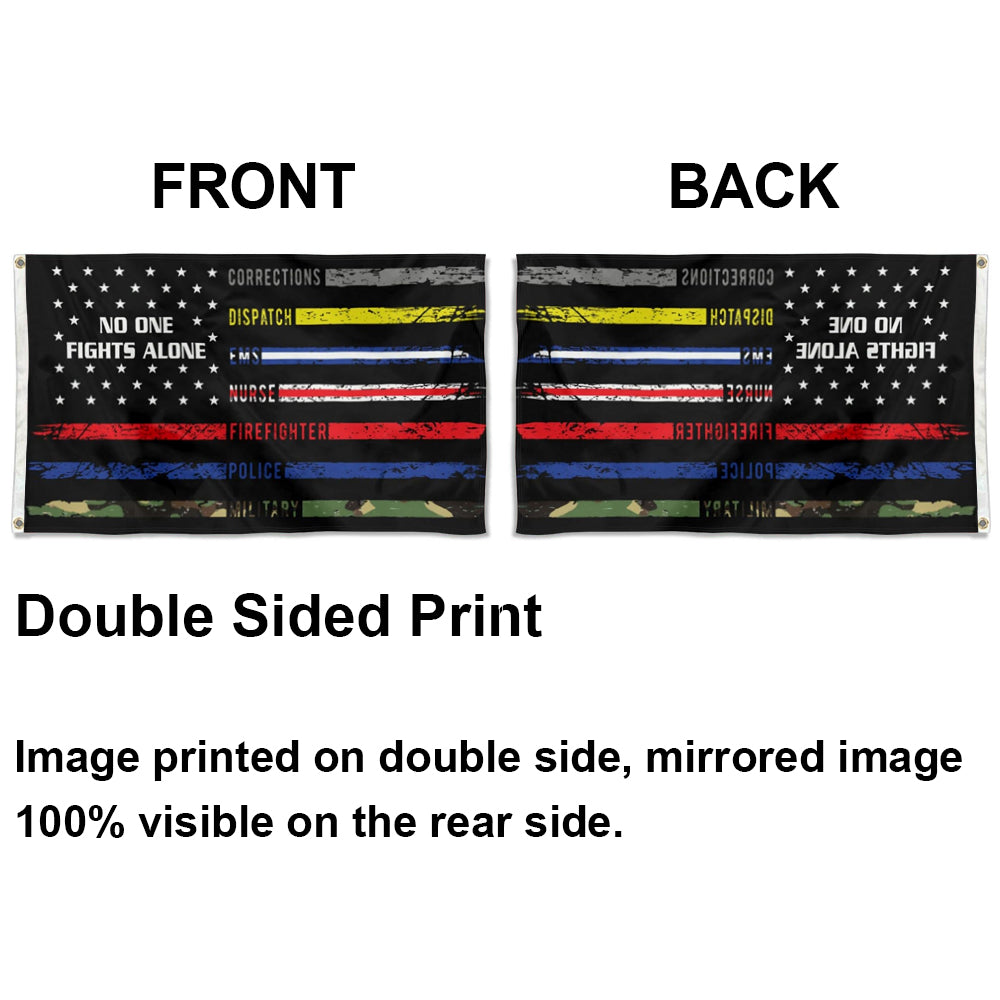 "No One Fights Alone" American First Responders Hero flag (Nurse/EMS/Police/Fire/Military) 3x5ft banner man cave