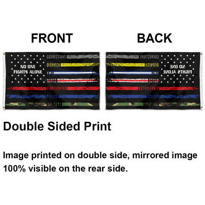 "No One Fights Alone" American First Responders Hero flag (Nurse/EMS/Police/Fire/Military) 3x5ft banner man cave