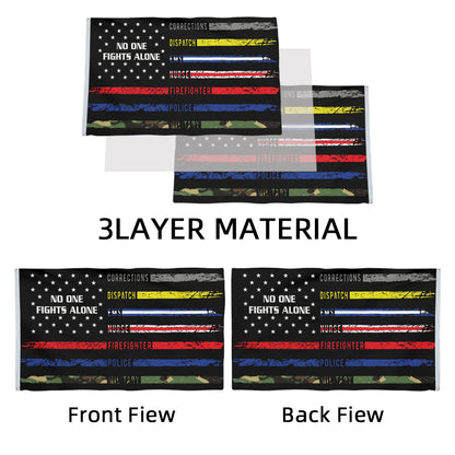 "No One Fights Alone" American First Responders Hero flag (Nurse/EMS/Police/Fire/Military) 3x5ft banner man cave