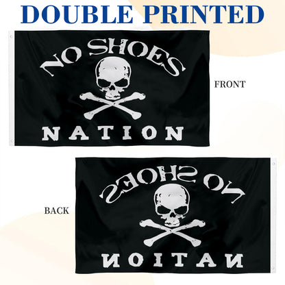 "No Shoes Nation" Skull flag 3x5ft banner man cave