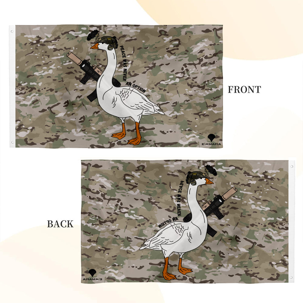 OCP Camouflage Tactical Goose flag ("Peace Was Never an Option") 3x5ft banner man cave