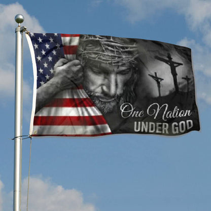"One Nation Under God" Patriotic USA Jesus Christ flag 3x5ft banner man cave