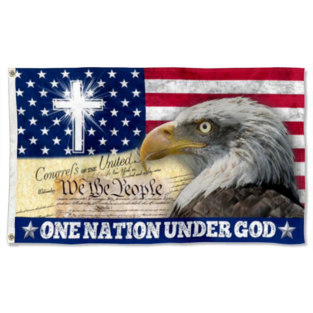 One Nation Under God We The People Christian Cross flag 3x5ft banner man cave