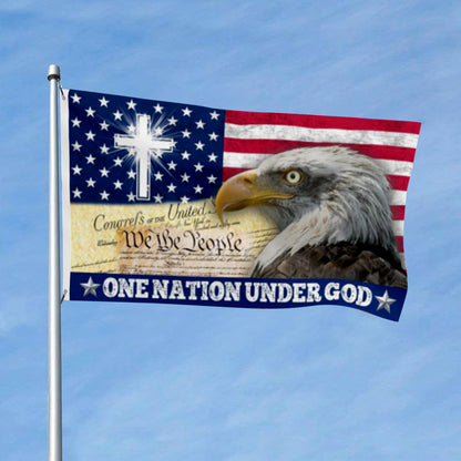 One Nation Under God We The People Christian Cross flag 3x5ft banner man cave