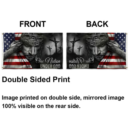 "One Nation Under God" Patriotic USA Jesus Christ flag 3x5ft banner man cave
