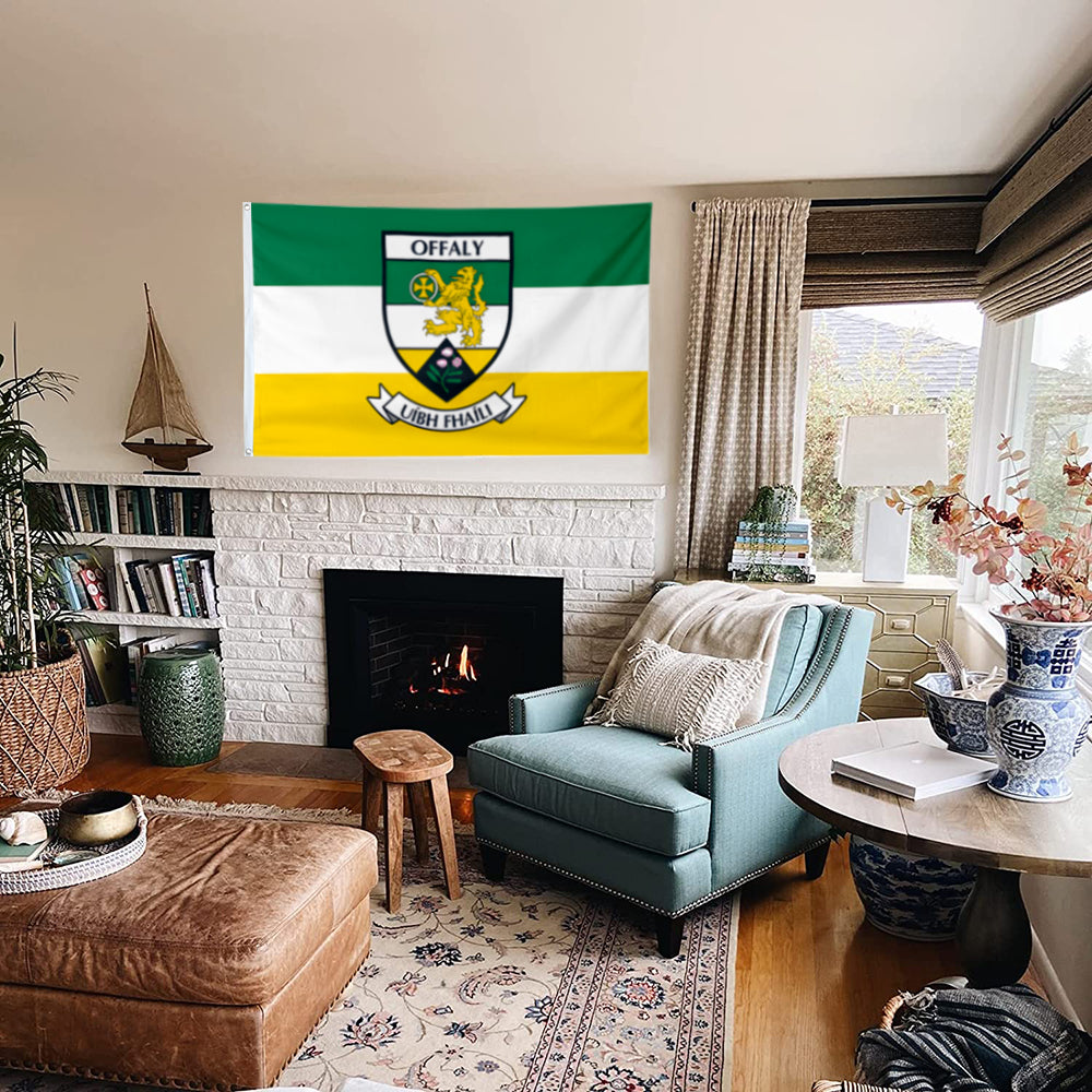 Offaly County Coat of Arms Ireland flag 3x5ft banner man cave