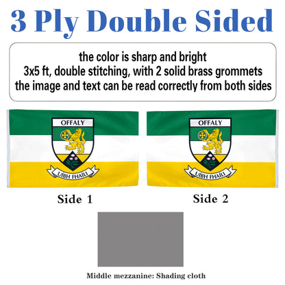 Offaly County Coat of Arms Ireland flag 3x5ft banner man cave