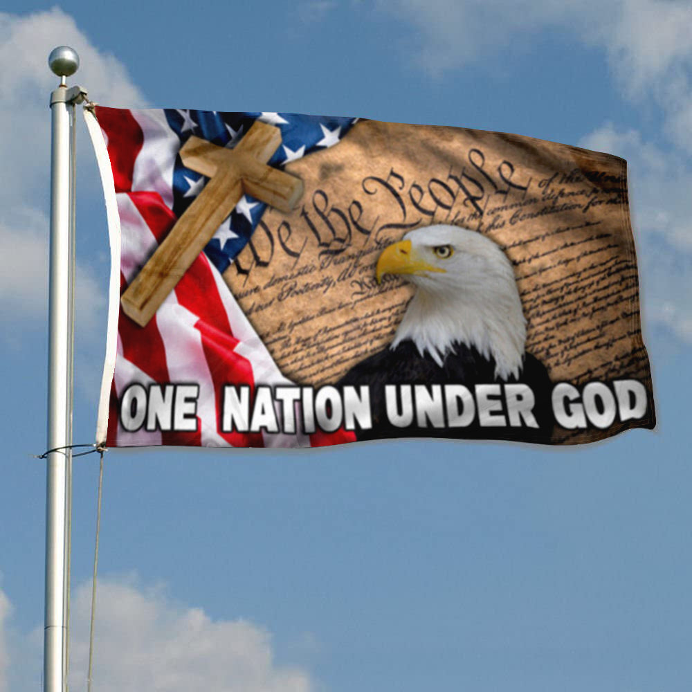 "One Nation Under God" America Eagle Cross Bible Christians Jesus flag 3x5ft banner man cave