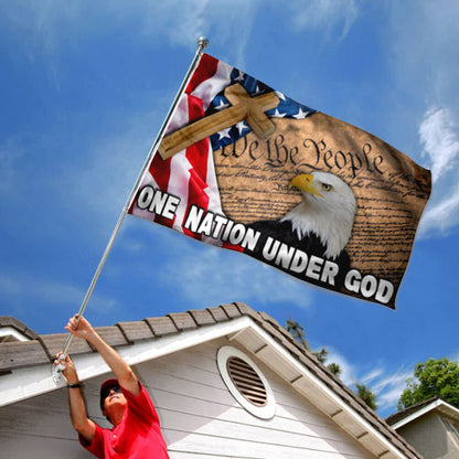 "One Nation Under God" America Eagle Cross Bible Christians Jesus flag 3x5ft banner man cave