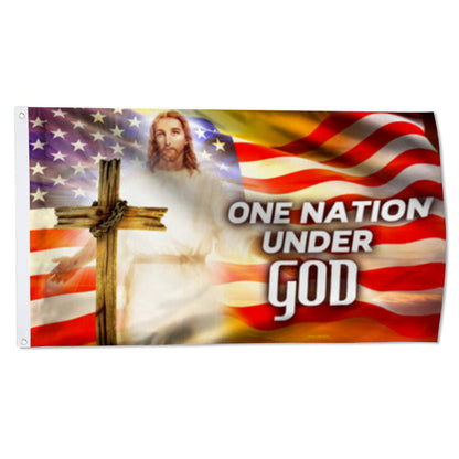 "One Nation Under God" American Cross Hope Faith Christian Jesus flag 3x5ft banner man cave