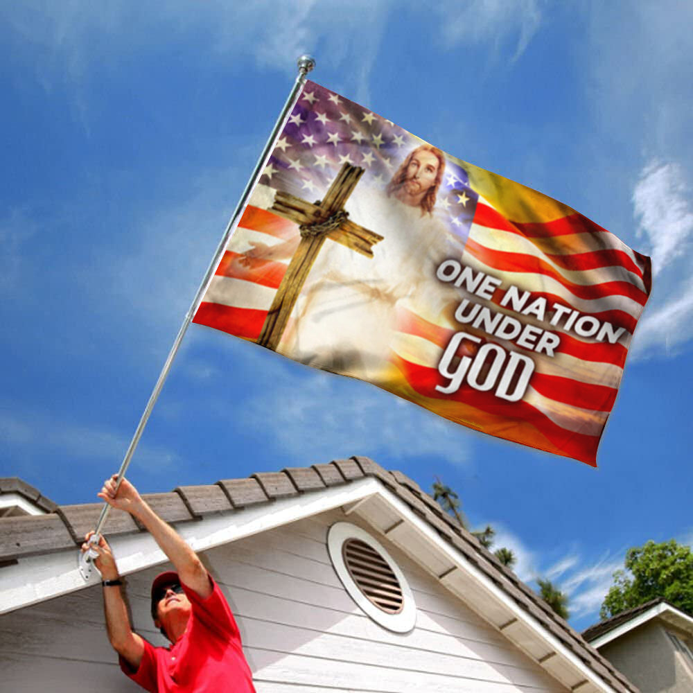 "One Nation Under God" American Cross Hope Faith Christian Jesus flag 3x5ft banner man cave