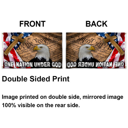 "One Nation Under God" America Eagle Cross Bible Christians Jesus flag 3x5ft banner man cave