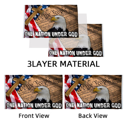 "One Nation Under God" America Eagle Cross Bible Christians Jesus flag 3x5ft banner man cave