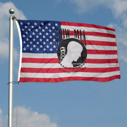POW-MIA Emblem on US flag 3x5ft banner man cave