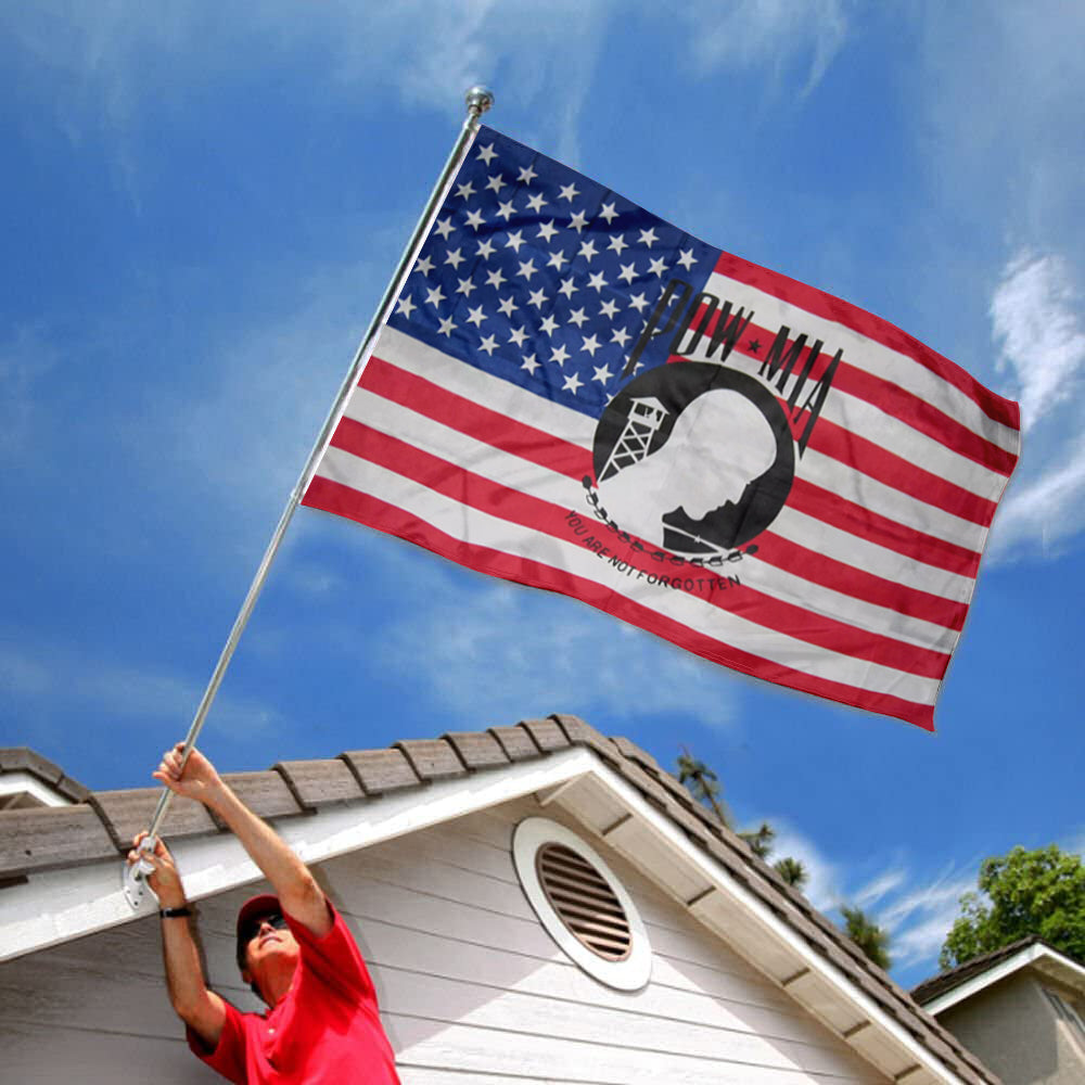 POW-MIA Emblem on US flag 3x5ft banner man cave