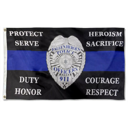 PROTECT AND SERVE Police Badge Thin Blue Line Fallen Heroes flag 3x5ft banner man cave
