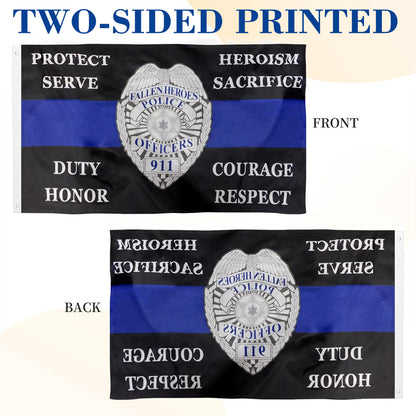 PROTECT AND SERVE Police Badge Thin Blue Line Fallen Heroes flag 3x5ft banner man cave