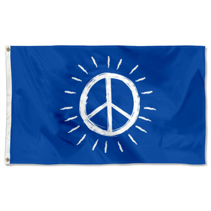 Blue-Background Hand-Drawn Peace flag 3x5ft banner man cave