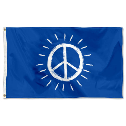 Blue-Background Hand-Drawn Peace flag 3x5ft banner man cave
