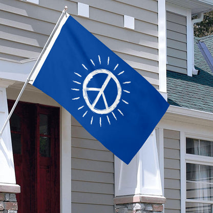Blue-Background Hand-Drawn Peace flag 3x5ft banner man cave