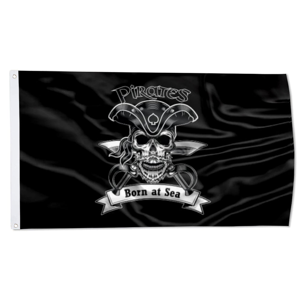 "Born At Sea" Pirate Theme flag 3x5ft banner man cave