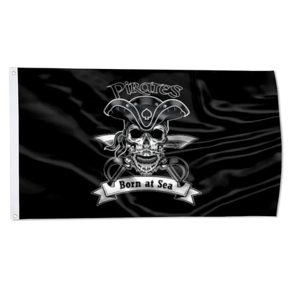 "Born At Sea" Pirate Theme flag 3x5ft banner man cave