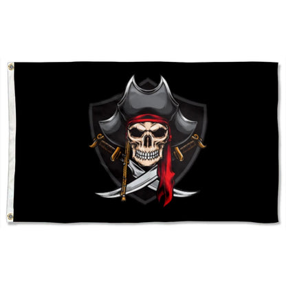 Shield-Style Pirate Skull flag 3x5ft banner man cave