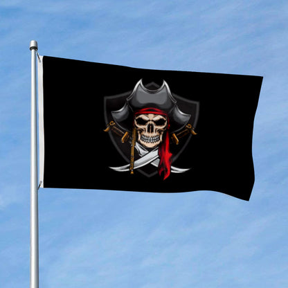 Shield-Style Pirate Skull flag 3x5ft banner man cave