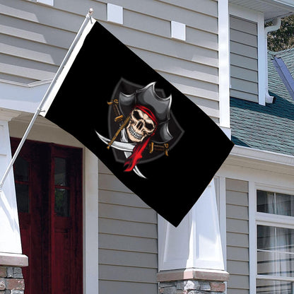 Shield-Style Pirate Skull flag 3x5ft banner man cave
