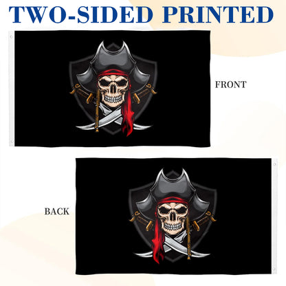 Shield-Style Pirate Skull flag 3x5ft banner man cave