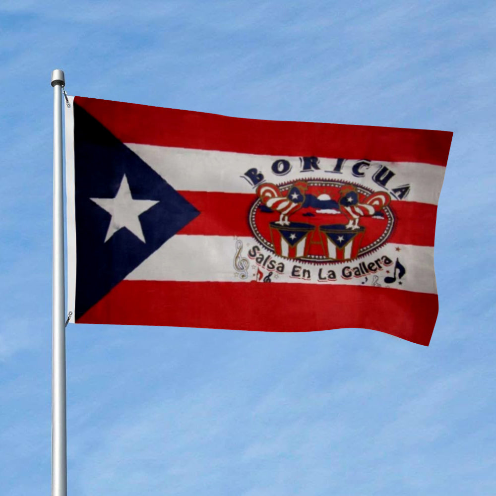 Puerto Rico Boricua Salsa En La Gallera flag 3x5ft banner man cave
