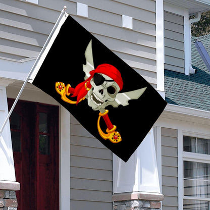 Red Bandana Eye Patch Jolly Roger Skull And Cross Swords flag 3x5ft banner man cave