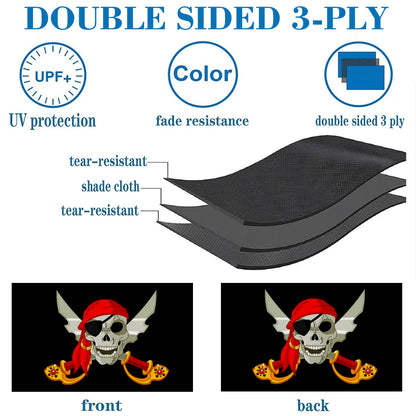 Red Bandana Eye Patch Jolly Roger Skull And Cross Swords flag 3x5ft banner man cave