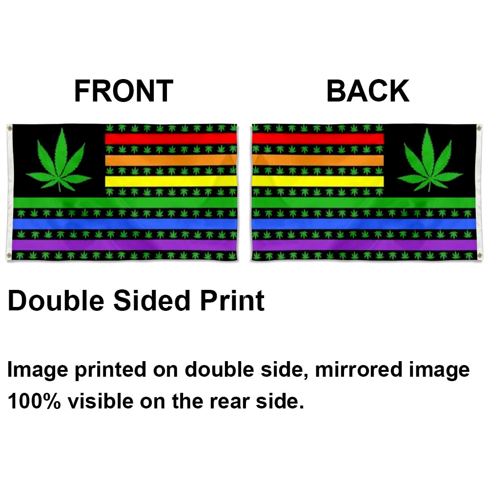 Rainbow Marijuana Pot Leaf USA flag 3x5ft banner man cave