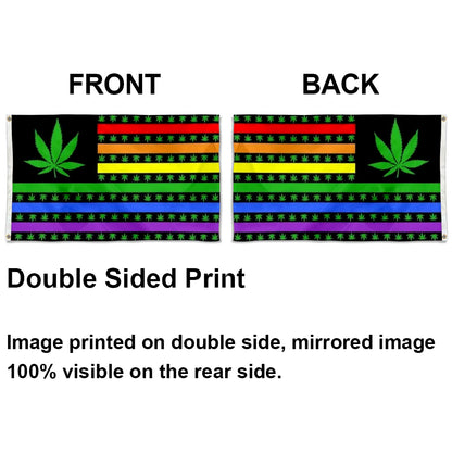 Rainbow Marijuana Pot Leaf USA flag 3x5ft banner man cave