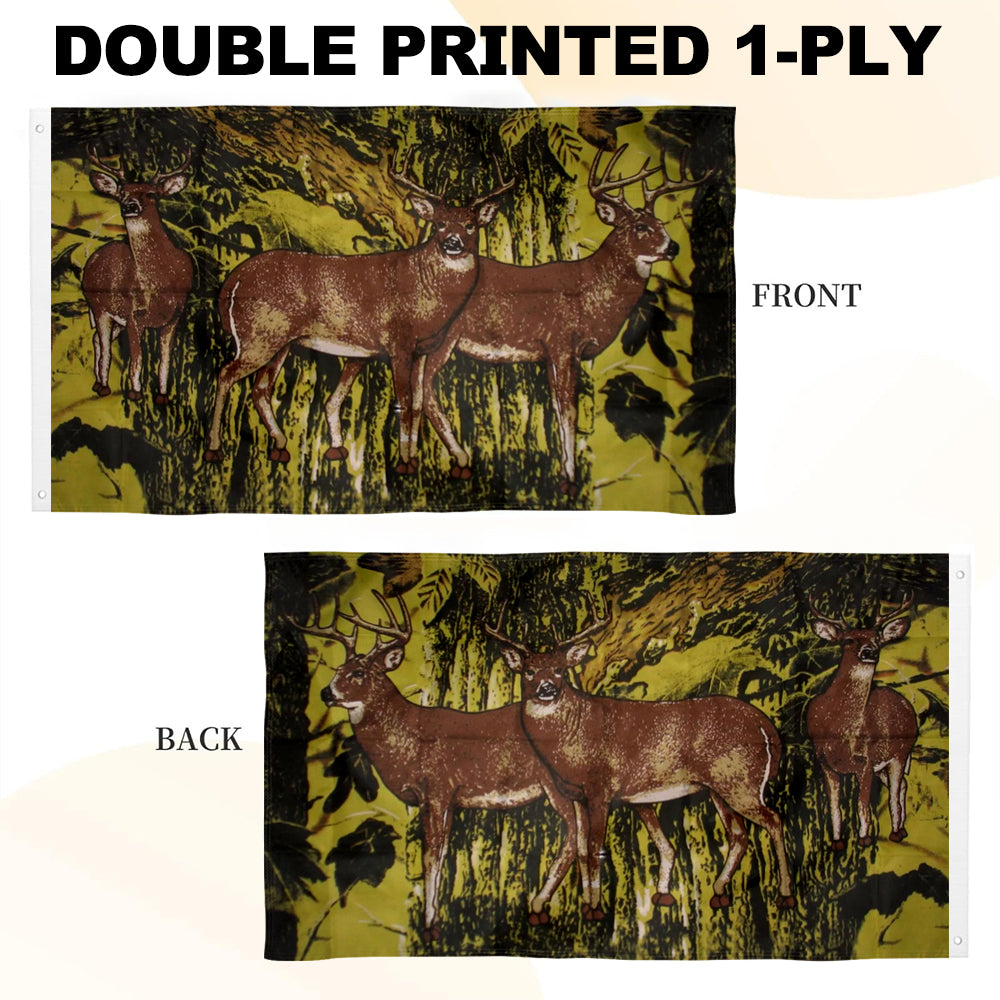 Redneck Camouflage Hunting Three Deer flag 3x5ft banner man cave