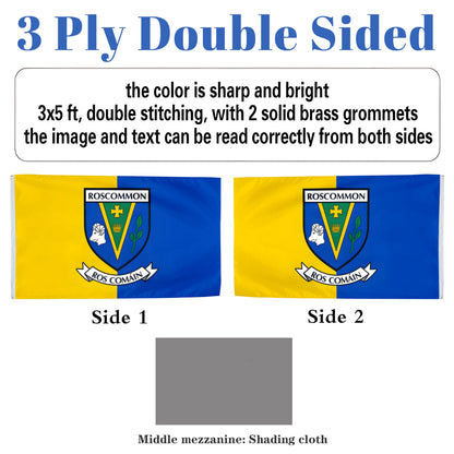 Roscommon County Coat of Arms Ireland flag 3x5ft banner man cave