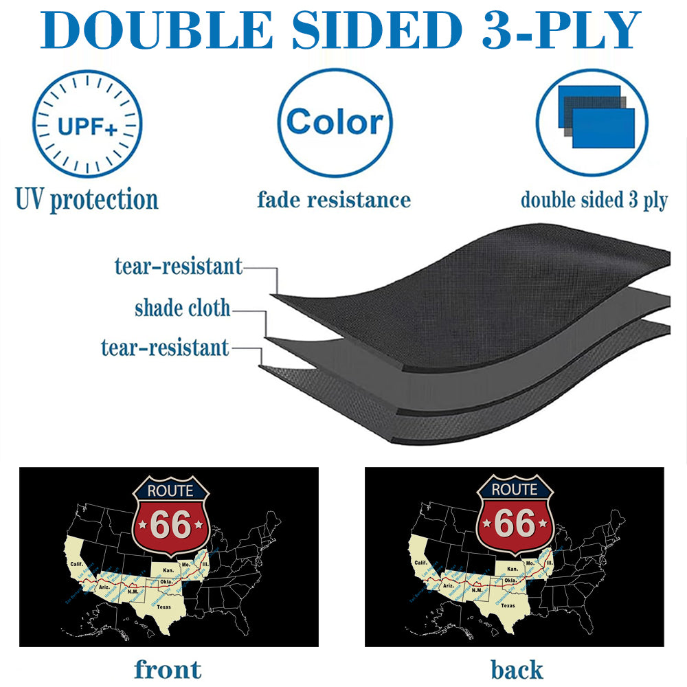 "Route 66" Theme Flag: 3x5ft Man Cave Vintage Highway-Style Banner