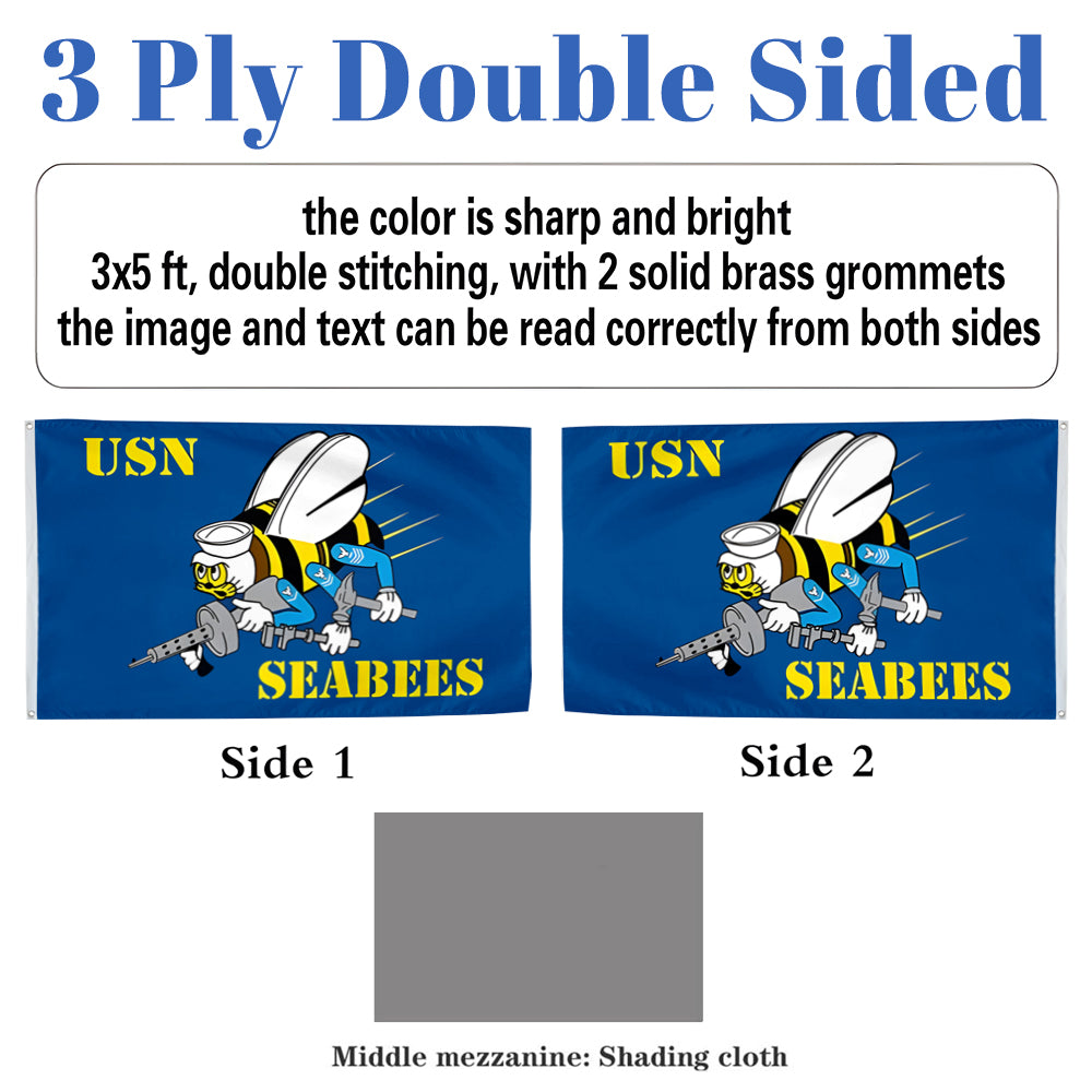 U.S. Navy Seabees flag 3x5ft banner man cave 2