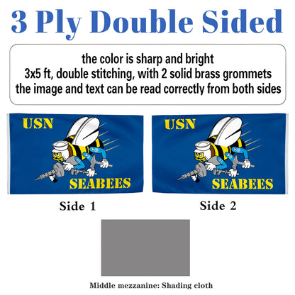 U.S. Navy Seabees flag 3x5ft banner man cave 2
