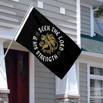 "Seek the Lord & His Strength" Lion flag 3x5ft banner man cave