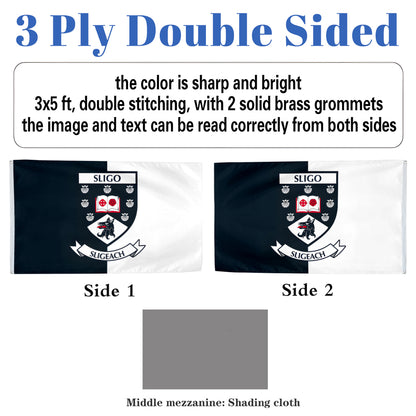 Sligo County Coat of Arms Ireland flag 3x5ft banner man cave