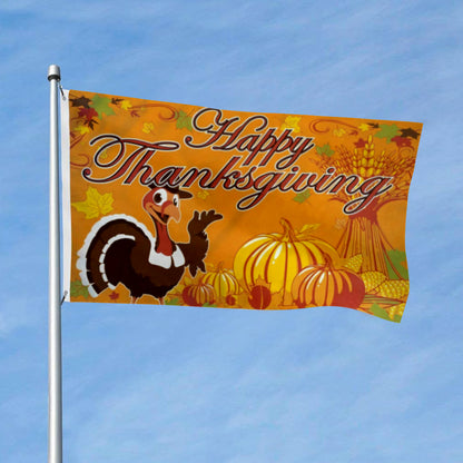 Smiling Turkey & Pumpkins Happy Thanksgiving flag 3x5ft banner man cave