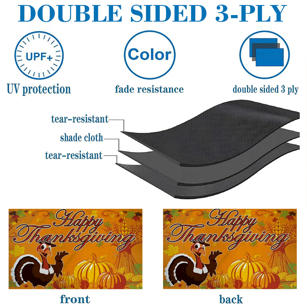 Smiling Turkey & Pumpkins Happy Thanksgiving flag 3x5ft banner man cave